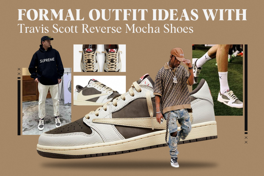 Formal outfit ideas with Travis Scott Reverse Mocha shoes